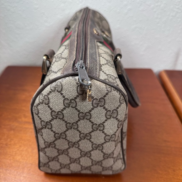 Auth Gucci GG Supreme Sherry Line
PVC Brown Mini Boston Bag - Picture 4 of 16